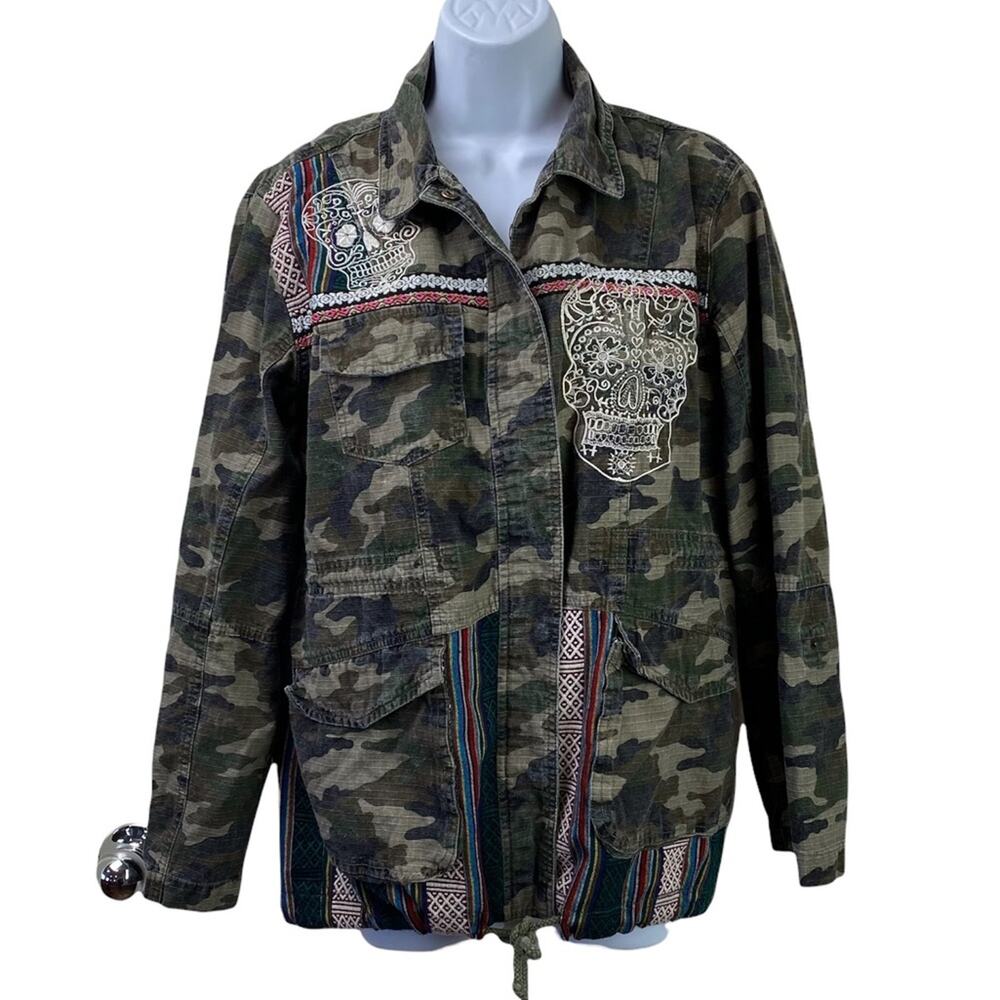 Sans Souci Camo Stripe Skull Utility Jacket Sz M